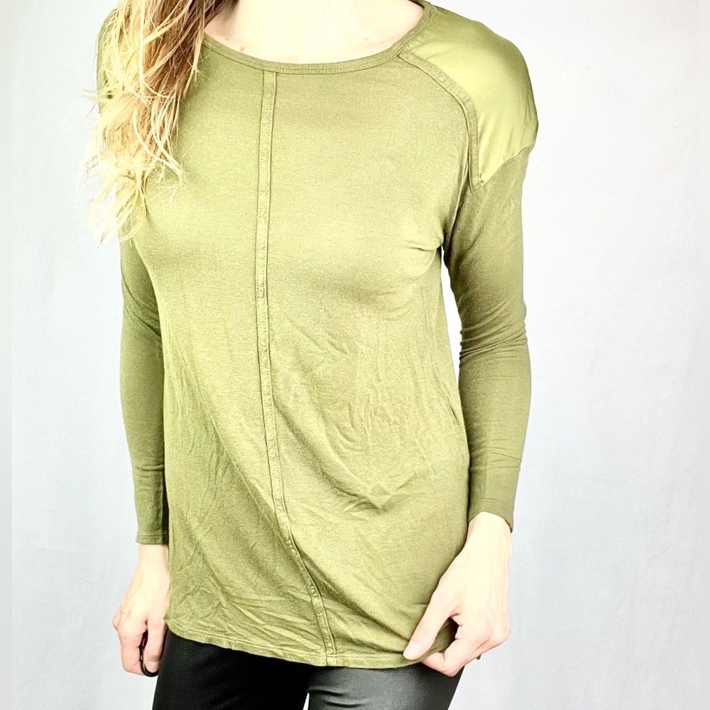 ZARA |🪖🫒 Army Olive Green Ling-Sleeved Patched Shoulder Tunic Top